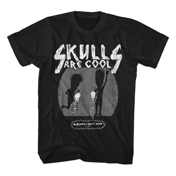 Beavis And Butthead-Skulls Are Cool-Black Adult S/S T-Shirt - Black
