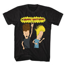 Beavis And Butthead-Rockin Out-Black Adult S/S T-Shirt - Black