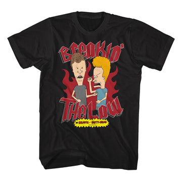 Beavis And Butthead-Breakin The Law-Black Adult S/S T-Shirt - Black