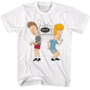 Beavis And Butthead-Dancing-White Adult S/S T-Shirt - White
