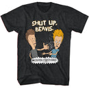 Beavis And Butthead-Shut Up Beavis-Black Heather Adult S/S T-Shirt - Black Heather