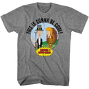 Beavis And Butthead-Thanksgiving-Graphite Heather Adult S/S T-Shirt - Graphite Heather