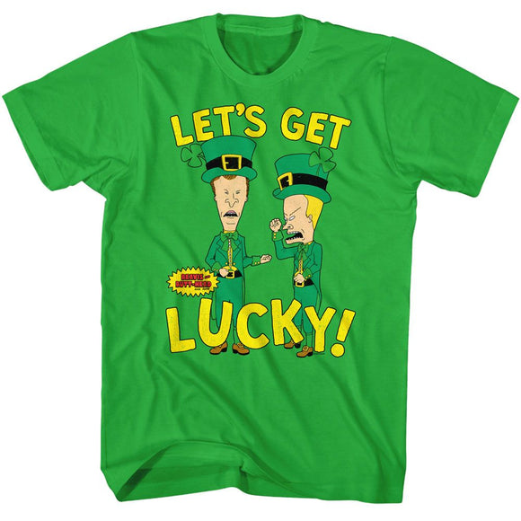 Beavis And Butthead-Lets Get Lucky-Kelly Adult S/S T-Shirt - Kelly
