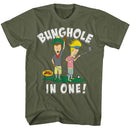 Beavis And Butthead-Beavis And Butthead Bunghole In One-Military Green Adult S/S T-Shirt - Military Green