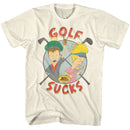 Beavis And Butthead-Beavis And Butthead Golf Sucks-Natural Adult S/S T-Shirt - Natural
