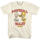 Beavis And Butthead-Beavis And Butthead Football Rules-Natural Adult S/S T-Shirt - Natural