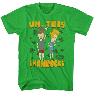 Beavis And Butthead-Beavis And Butthead This Shamrocks-Kelly Adult S/S T-Shirt - Kelly