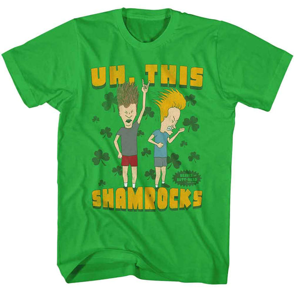 Beavis And Butthead-Beavis And Butthead This Shamrocks-Kelly Adult S/S T-Shirt - Kelly