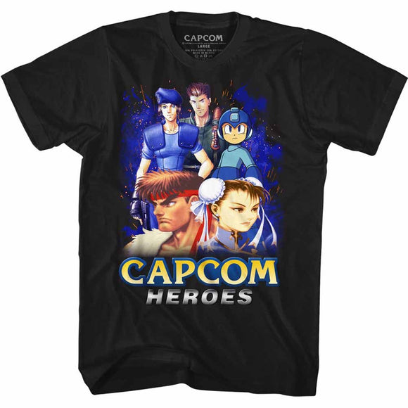 Capcom-Heroes1-Black Adult S/S T-Shirt - Black