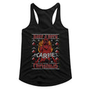Carrie-Carrie A Very Carrie Christmas-Black Ladies Slimfit Racerback-S - Black