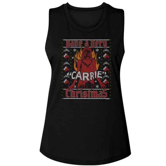 Carrie-Carrie A Very Carrie Christmas-Black Ladies Muscle Tank-S - Black