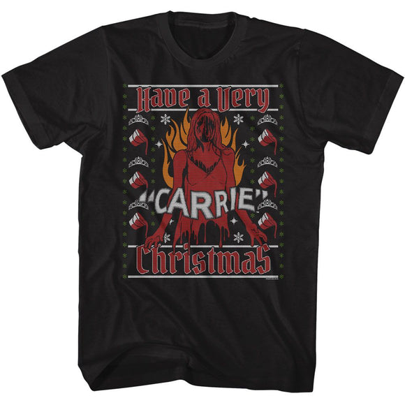 Carrie-Carrie A Very Carrie Christmas-Black Adult S/S T-Shirt S - Black