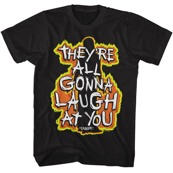 Carrie-Carrie Fiery Laugh At You-Black Adult S/S T-Shirt - Black