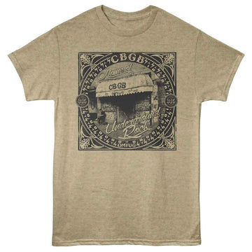 Cbgb-Underground Rock-Khaki Heather Adult S/S T-Shirt - Khaki Heather