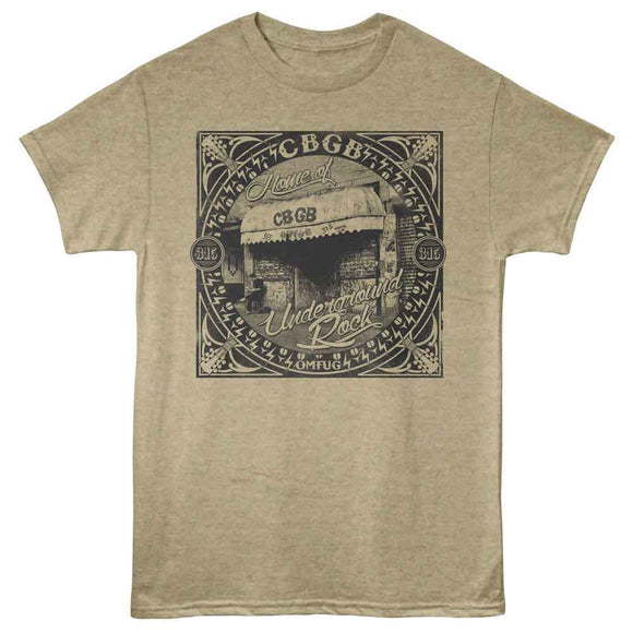 Cbgb-Underground Rock-Khaki Heather Adult S/S T-Shirt - Khaki Heather