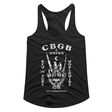 Cbgb-Cbgb Ny Worldwide-Black Ladies Slimfit Racerback-S - Black