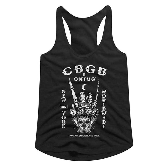 Cbgb-Cbgb Ny Worldwide-Black Ladies Slimfit Racerback-S - Black