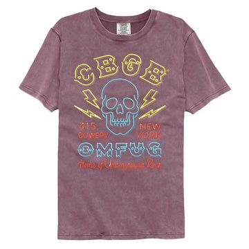 Cbgb-Cbgb Neon Sign-Berry Adult S/S Comfort Color T-Shirt - Berry