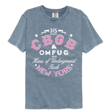 Cbgb-Cbgb Ny-Blue Jean Adult S/S Comfort Color T-Shirt - Blue Jean