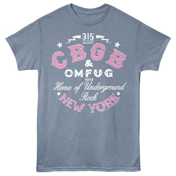 Cbgb-Cbgb Ny-Indigo Heather Adult S/S T-Shirt - Indigo Heather