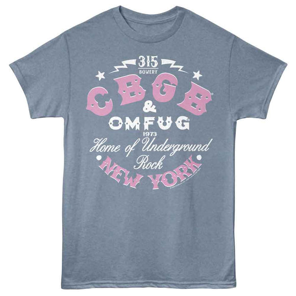Cbgb-Cbgb Ny-Indigo Heather Adult S/S T-Shirt - Indigo Heather