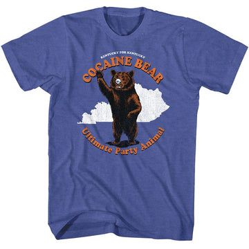 Cocaine Bear Ky-Cocaine Bear Touristy Party Animal-Royal Heather Adult S/S T-Shirt - Royal Heather