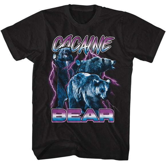 Cocaine Bear Ky-Cocaine Bear Lightning-Black Adult S/S T-Shirt - Black