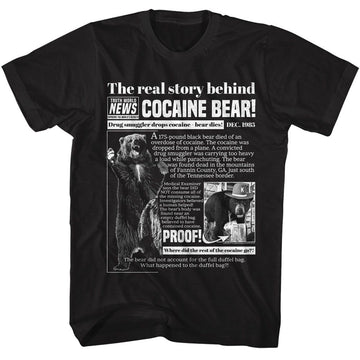 Cocaine Bear Ky-Cocaine Bear Real Story-Black Adult S/S T-Shirt - Black