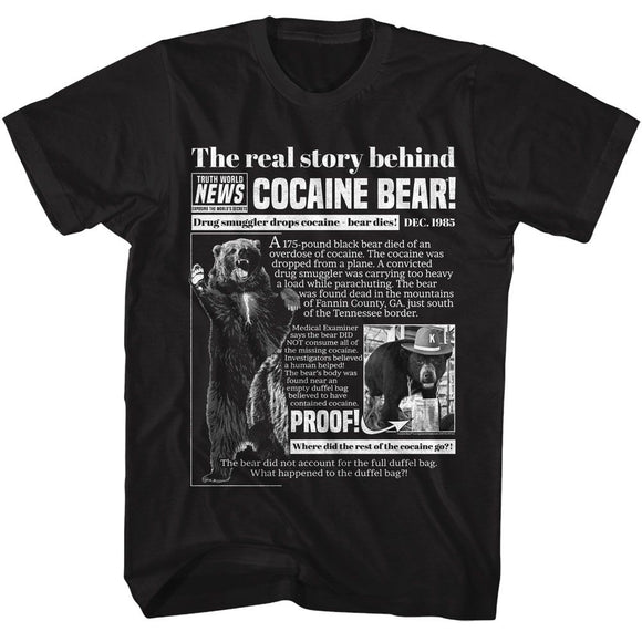 Cocaine Bear Ky-Cocaine Bear Real Story-Black Adult S/S T-Shirt - Black