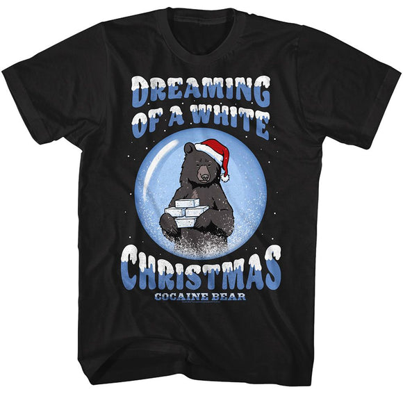 Cocaine Bear Ky-Cocaine Bear Ky Dreaming Of White Xmas-Black Adult S/S T-Shirt - Black