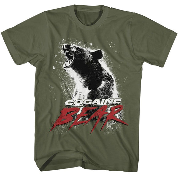 Cocaine Bear-Cocaine Bear Movie Poster Light-Military Green Adult S/S T-Shirt - Military Green