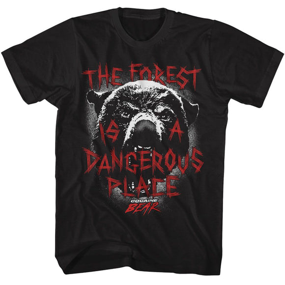 Cocaine Bear-Cocaine Bear Dangerous Place-Black Adult S/S T-Shirt - Black