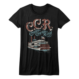 Creedence Clearwater Revival-Riverboat-Black Ladies S/S T-Shirt - Black