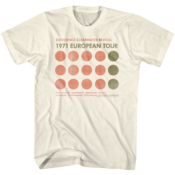 Creedence Clearwater Revival-European Tour-Natural Adult S/S T-Shirt - Natural
