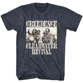 Creedence Clearwater Revival-Bikes Photo-Navy Heather Adult S/S T-Shirt - Navy Heather