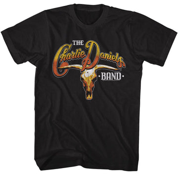 Charlie Daniels Band-Cdb Cow Skull And Logo-Black Adult S/S T-Shirt S - Black