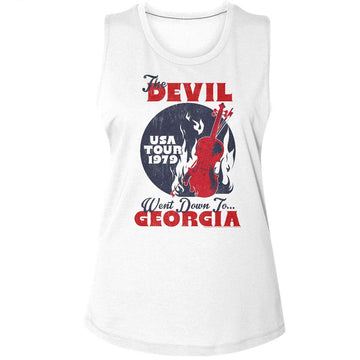 Charlie Daniels Band-Cdb Devil Went Down To Georgia-White Ladies Muscle Tank S - White