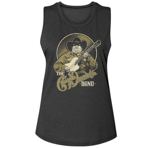 Charlie Daniels Band-Cdb Charlie D-Charcoal Ladies Na Muscle Tank-S - Charcoal