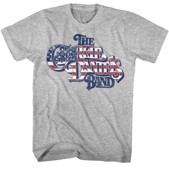 Charlie Daniels Band-Cdb Flag Logo-Gray Heather Adult S/S T-Shirt - Gray Heather