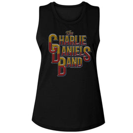 Charlie Daniels Band-Cdb Vintage Style Logo-Black Ladies Muscle Tank-S - Black