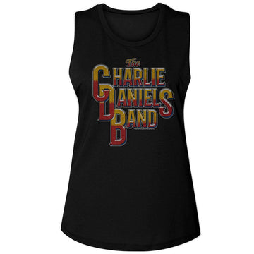 Charlie Daniels Band-Cdb Vintage Style Logo-Black Ladies Muscle Tank-S - Black