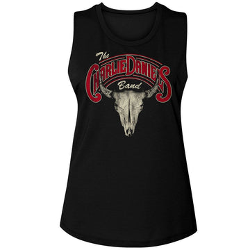 Charlie Daniels Band-Cdb Skull N Logo-Black Ladies Muscle Tank-S - Black