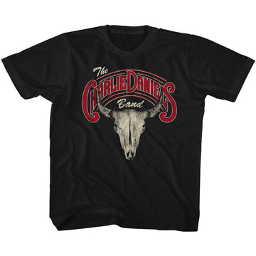 Charlie Daniels Band-Cdb Skull N Logo-Black Youth S/S T-Shirt (7-8) - Black