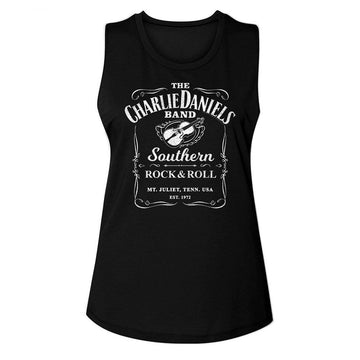 Charlie Daniels Band-Cdb Label-Black Ladies Muscle Tank-S - Black