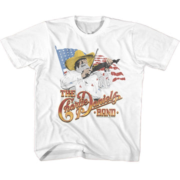 Charlie Daniels Band-Cdb And The Flag-White Youth S/S T-Shirt-Xs (5-6) - White