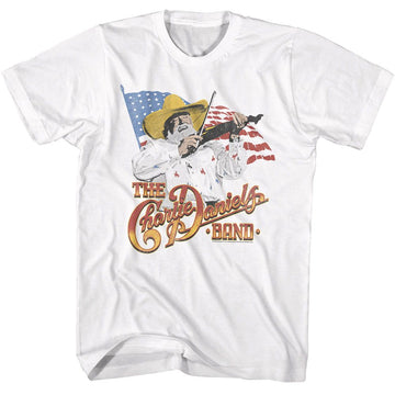 Charlie Daniels Band-Cdb And The Flag-White Adult S/S T-Shirt - White