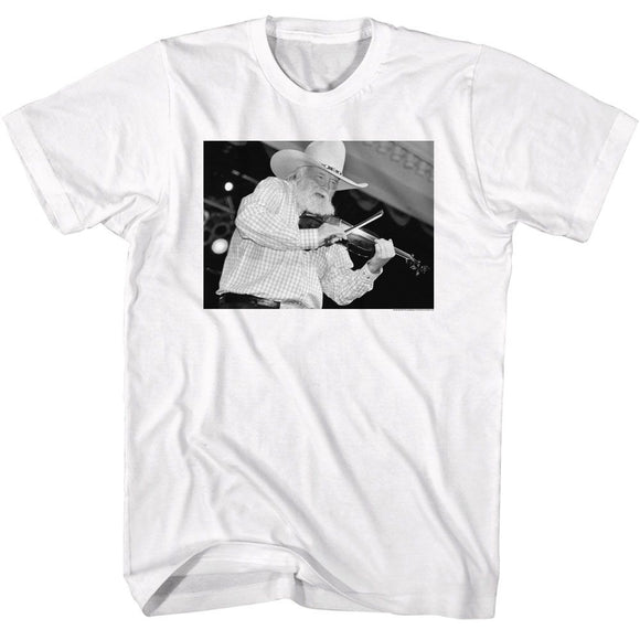 Charlie Daniels Band-Cdb Bw Charlie Daniels-White Adult S/S T-Shirt - White