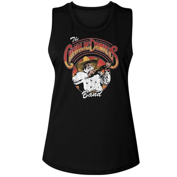 Charlie Daniels Band-Cdb Logo And Fiddlin-Black Ladies Muscle Tank-S - Black