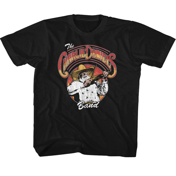 Charlie Daniels Band-Cdb Logo And Fiddlin-Black Youth S/S T-Shirt (7-8) - Black