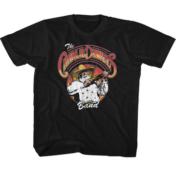 Charlie Daniels Band-Cdb Logo And Fiddlin-Black Youth S/S T-Shirt-Xs (5-6) - Black